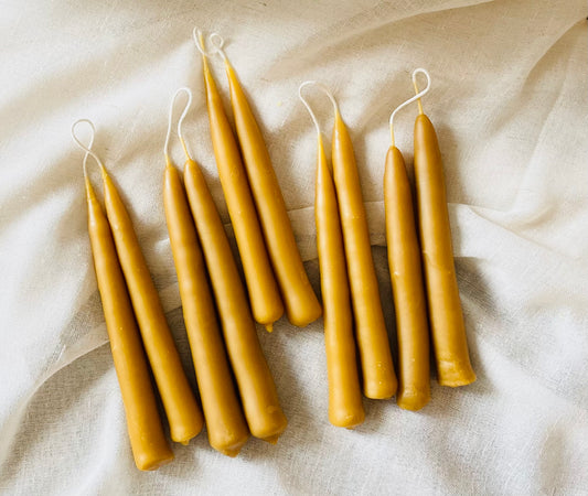 100% PURE RAW NATURAL HAND-DIPPED BEESWAX TAPER SET